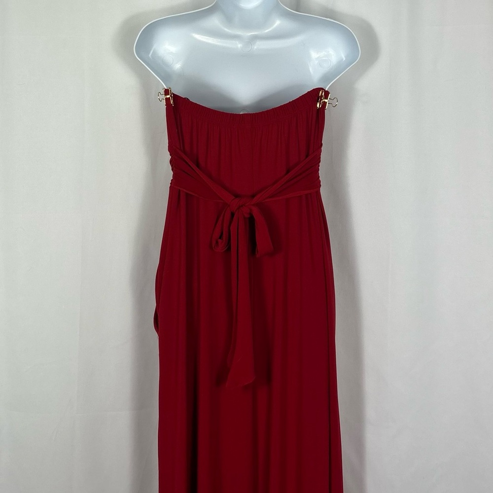 Wishes Wishes Wishes Red knit Strapless Jumpsuit pockets L - Picture 7 of 10